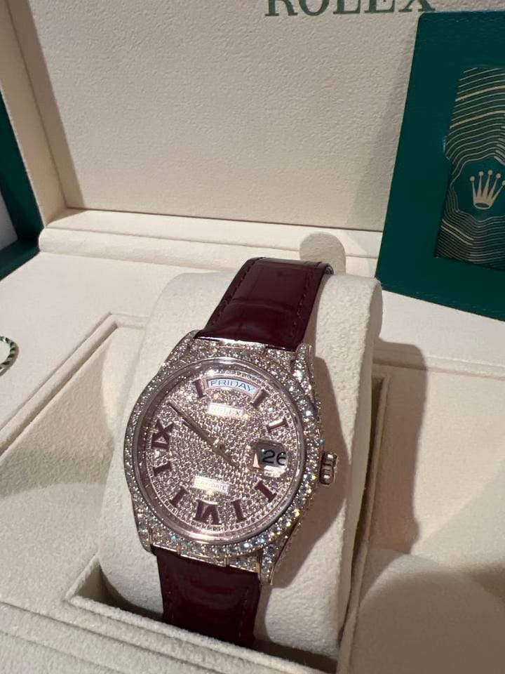 Rolex | Day-Date | 128155RBR | Rose gold | 36 mm | Crocodile skin | Pink | Automatic