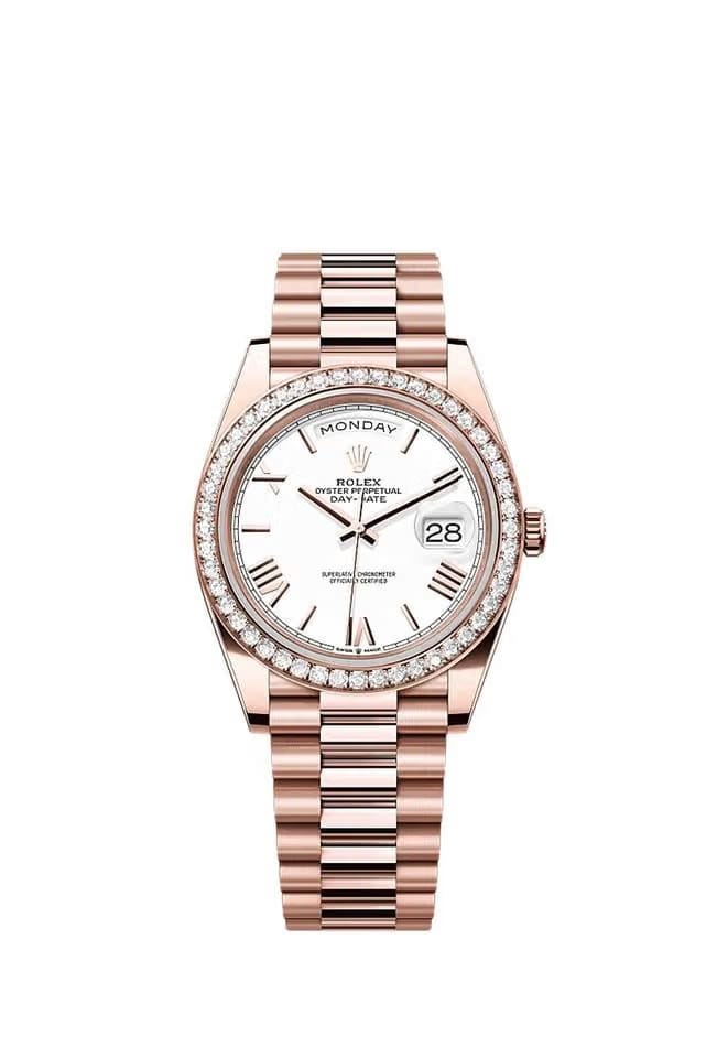Rolex | Day-Date | 228345RBR | Rose gold | 40 x 48 mm | Rose gold | White | Automatic