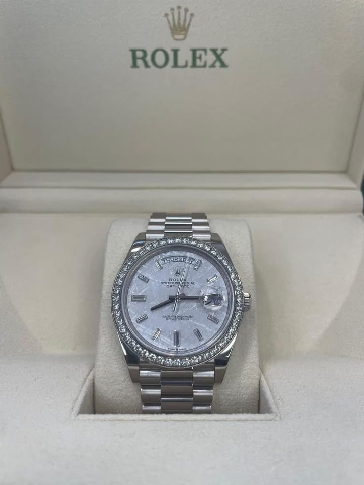 Rolex | Day-Date | 228349RBR | White gold | 40 x 48 mm | White gold | Grey | Automatic