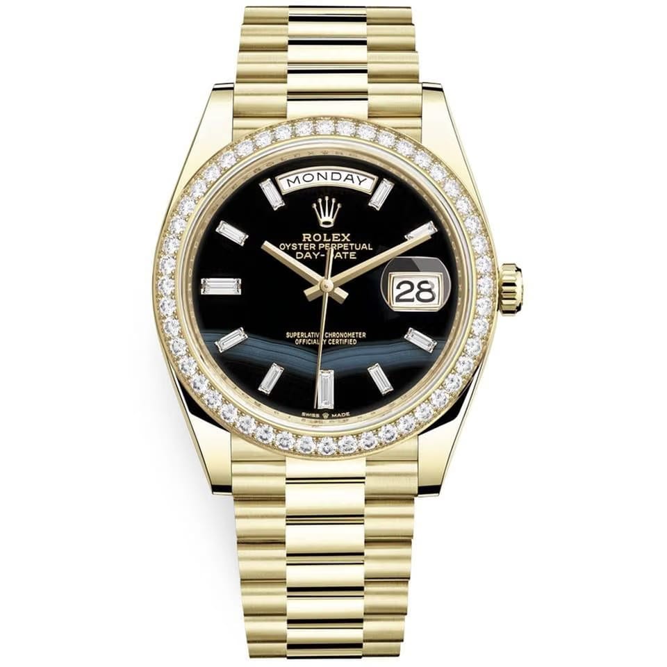 Rolex | Day-Date | 228348RBR | Yellow gold | 40 x 48 mm | Yellow gold | Black | Automatic