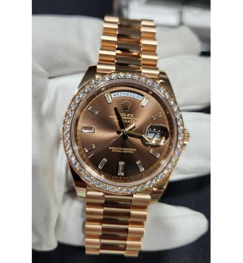 Rolex | Day-Date | 228345RBR | Rose gold | 40 mm | Rose gold | Brown | Automatic