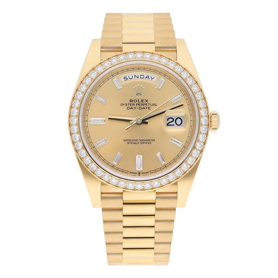 Rolex | Day-Date | 228348RBR-0002 | 40 mm | Yellow gold | Champagne | Automatic