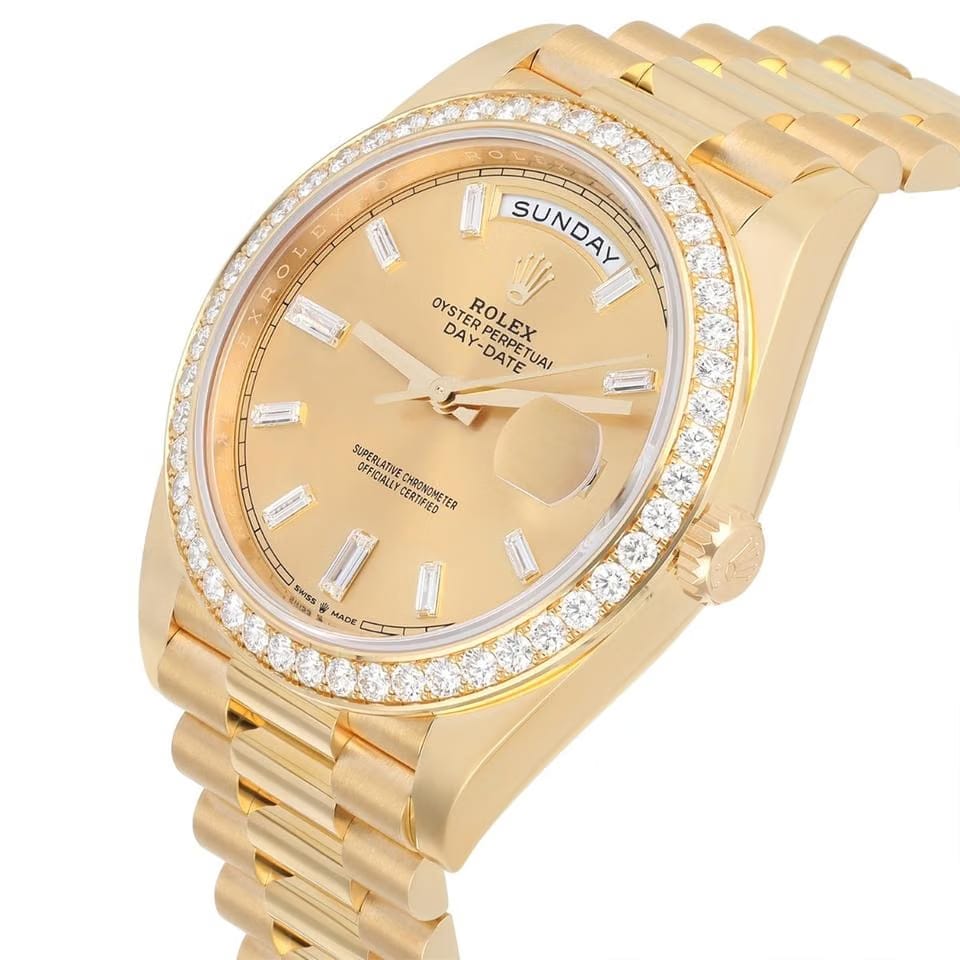 Rolex | Day-Date | 228348RBR-0002 | 40 mm | Yellow gold | Champagne | Automatic