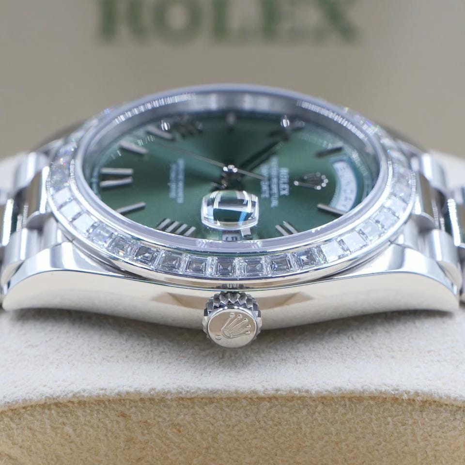 Rolex | Day-Date | 228396TBR | Platinum | 40 x 48 mm | Platinum | Green | Automatic