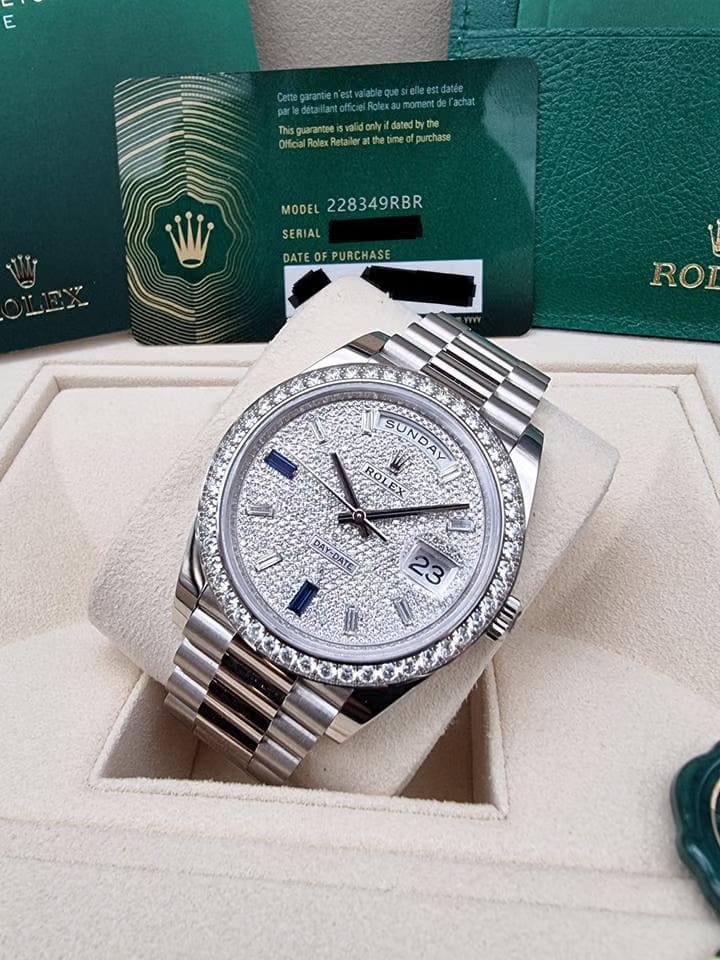 Rolex | Day-Date | 228349RBR | White gold | 40 x 48 mm | White gold | White | Automatic
