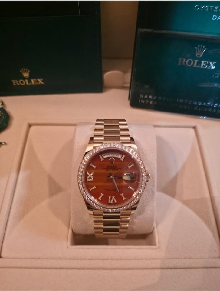 Rolex | Day-Date | 128348RBR | Yellow gold | 36 x 43 mm | Yellow gold | Gold | Automatic