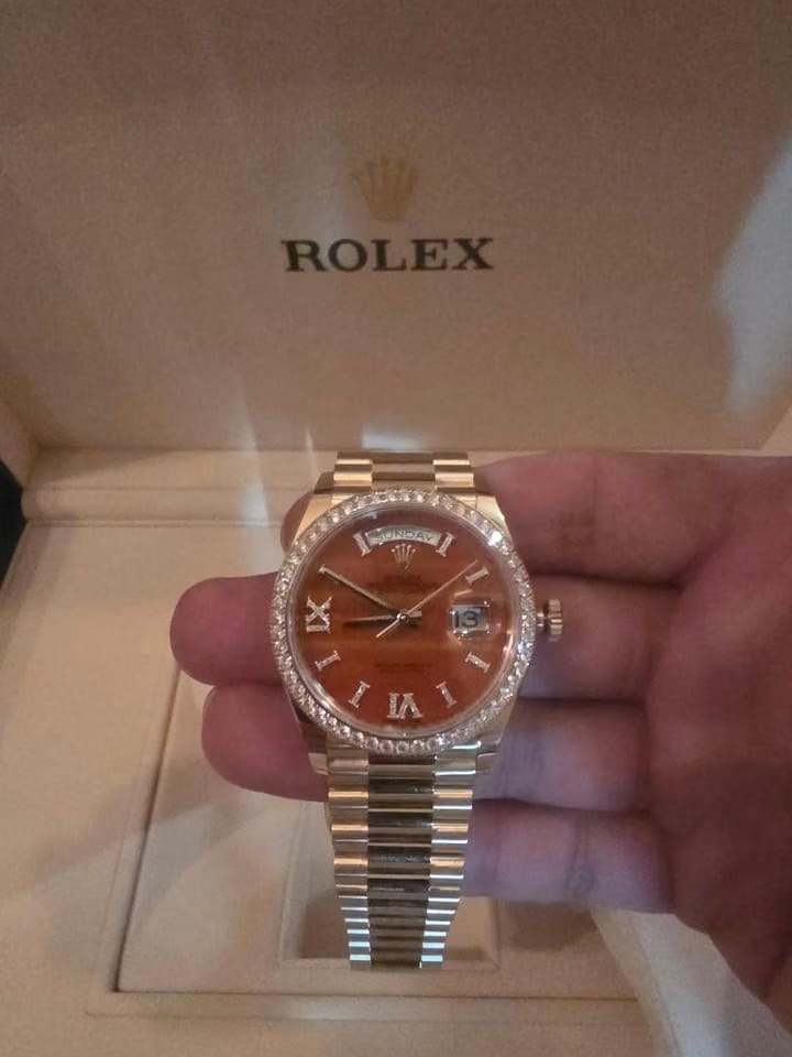Rolex | Day-Date | 128348RBR | Yellow gold | 36 x 43 mm | Yellow gold | Gold | Automatic