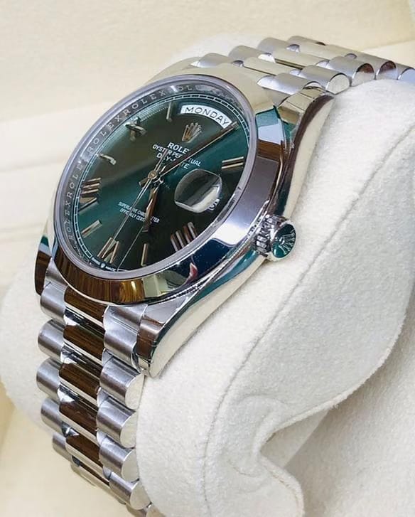 Rolex | Day-Date | 228206 | Platinum | 40 mm | Platinum | Green | Automatic