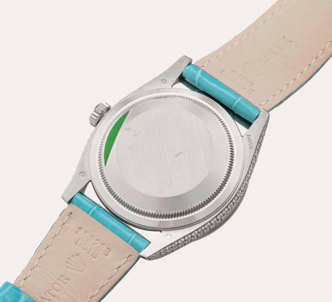 Rolex | Day-Date | 128159RBR | White gold | 36 mm | Leather | Silver | Automatic