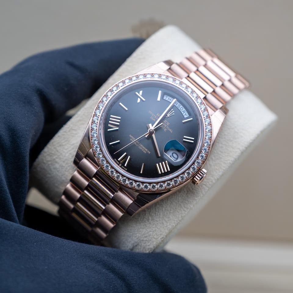 Rolex | Day-Date | 228345RBR | Rose gold | 40 mm | Rose gold | Black | Automatic