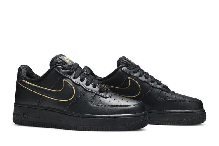 Wmns Air Force 1 Low '07 Essential 'Black Gold Swoosh'