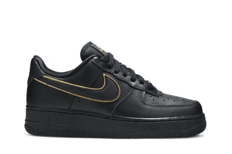 Wmns Air Force 1 Low '07 Essential 'Black Gold Swoosh'