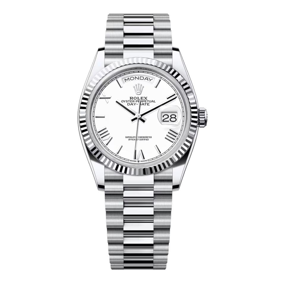 Rolex | Day-Date | 128236-0017 | 36 mm | Platinum | White | Automatic