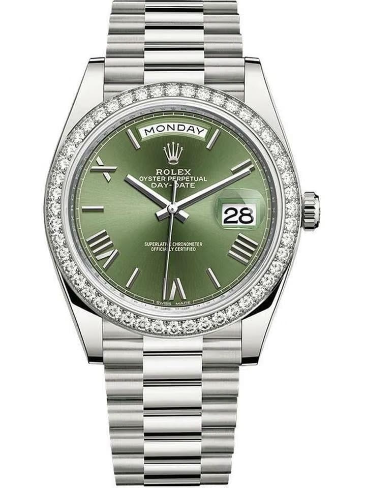 Rolex | Day-Date | 228349RBR-GRNRP | White gold | 40 mm | White gold | Green | Automatic