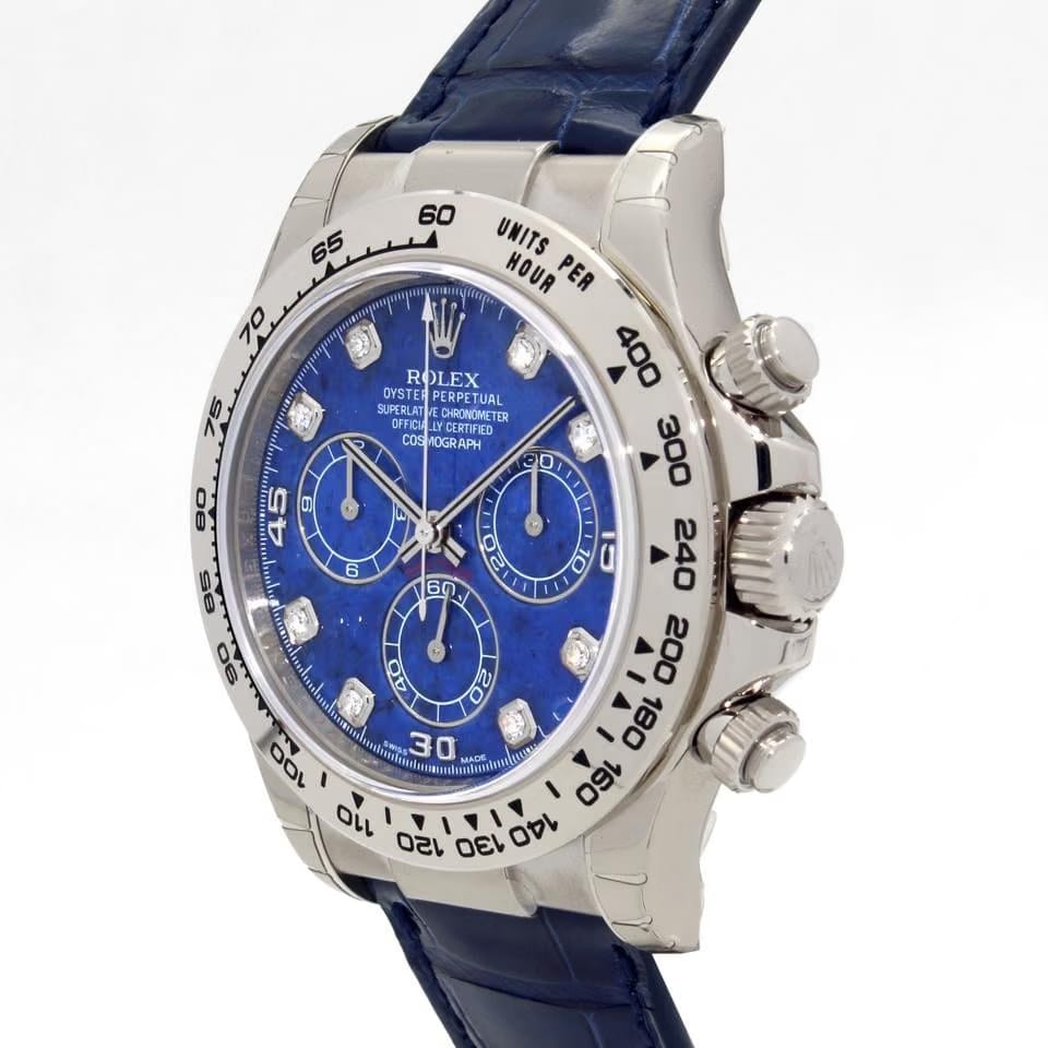 Rolex | Daytona | 116519 | White gold | 40 mm | Crocodile skin | Blue | Automatic