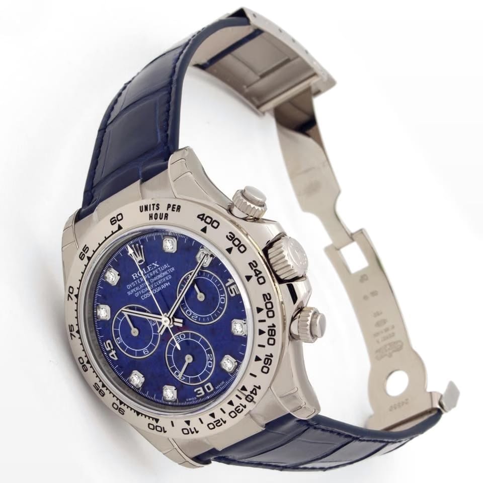 Rolex | Daytona | 116519 | White gold | 40 mm | Crocodile skin | Blue | Automatic