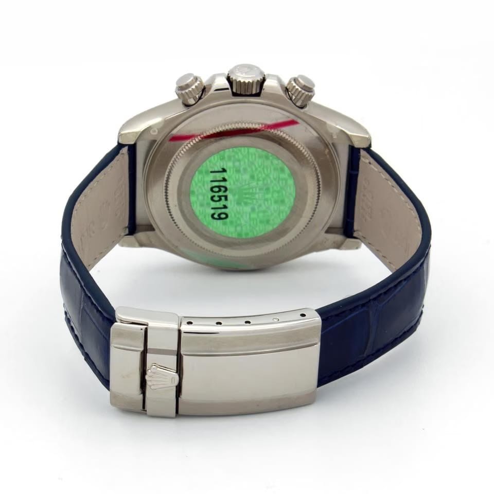 Rolex | Daytona | 116519 | White gold | 40 mm | Crocodile skin | Blue | Automatic