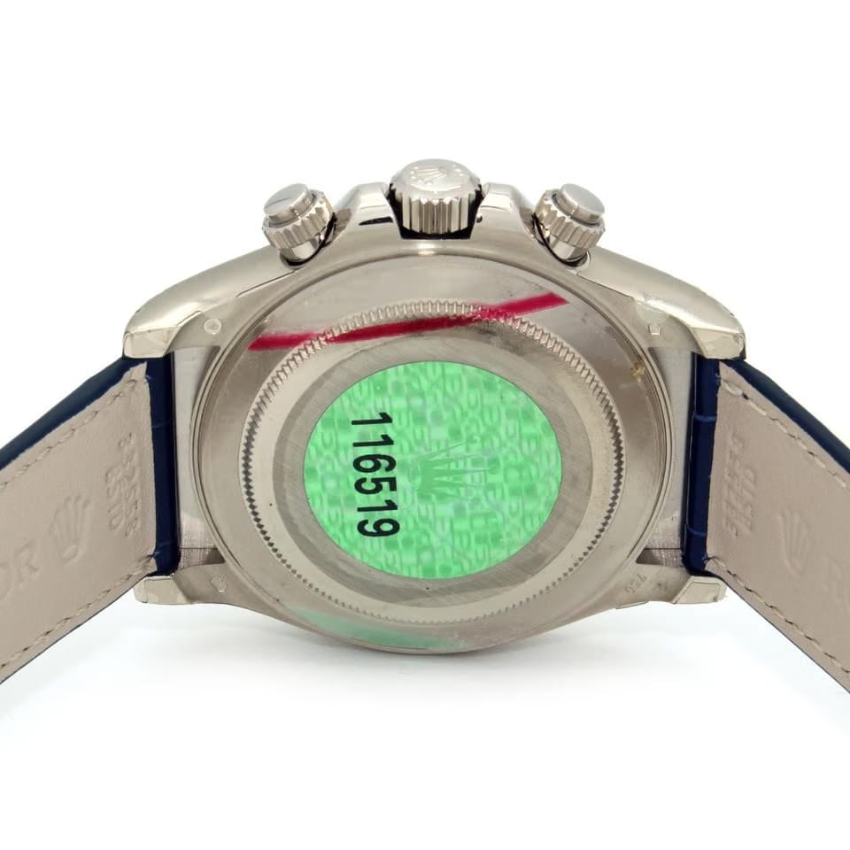 Rolex | Daytona | 116519 | White gold | 40 mm | Crocodile skin | Blue | Automatic