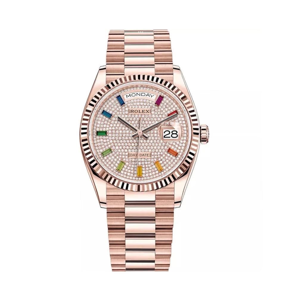 Rolex | Day-Date | 128235 | Rose gold | 36 x 43 mm | Rose gold | Skeletonized | Automatic
