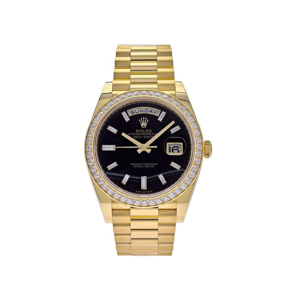 Rolex | Day-Date | 228348RBR-0039 | Yellow gold | 40 mm | Yellow gold | Black | Automatic