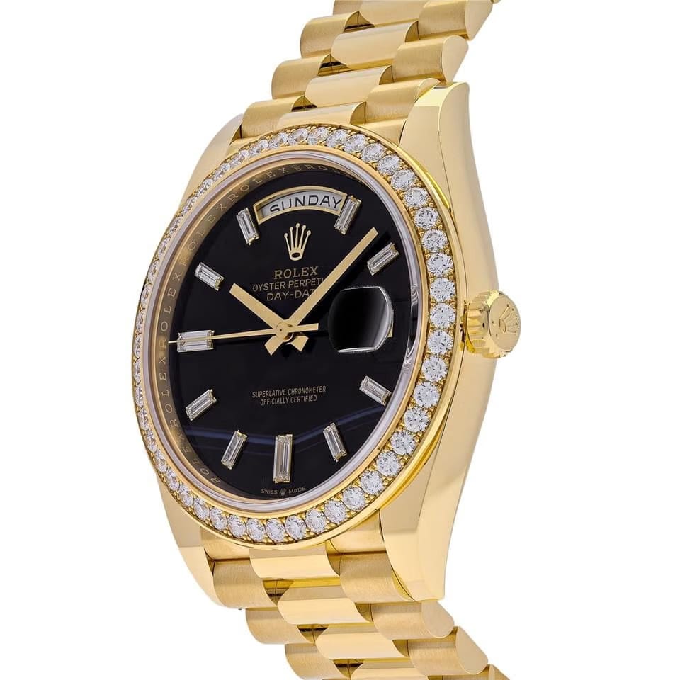 Rolex | Day-Date | 228348RBR-0039 | Yellow gold | 40 mm | Yellow gold | Black | Automatic