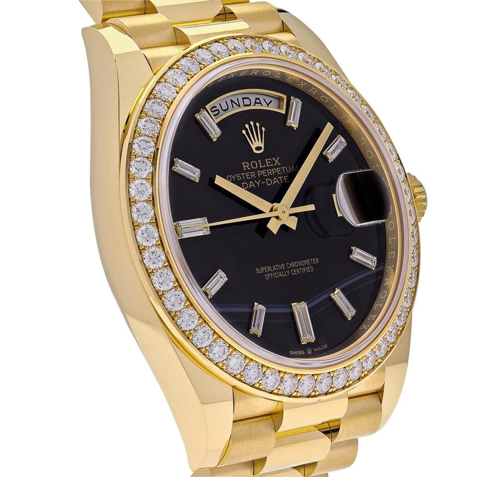 Rolex | Day-Date | 228348RBR-0039 | Yellow gold | 40 mm | Yellow gold | Black | Automatic