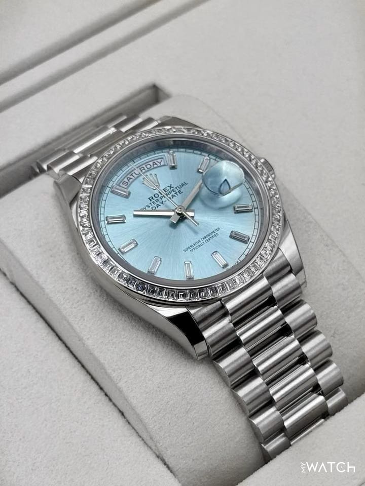 Rolex | Day-Date | 128396TBR | Platinum | 36 mm | Platinum | Blue | Automatic