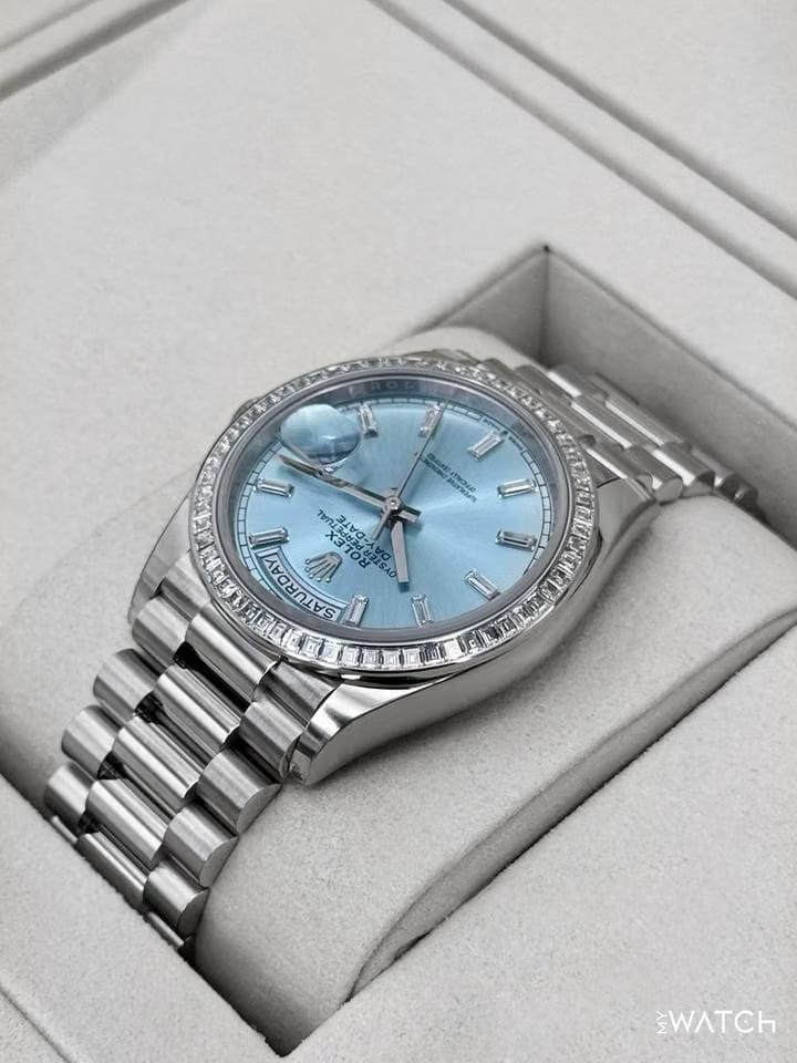 Rolex | Day-Date | 128396TBR | Platinum | 36 mm | Platinum | Blue | Automatic