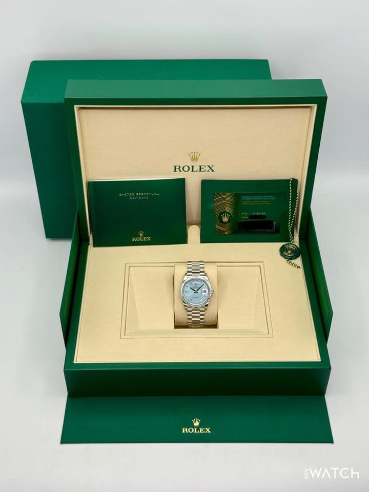 Rolex | Day-Date | 128396TBR | Platinum | 36 mm | Platinum | Blue | Automatic