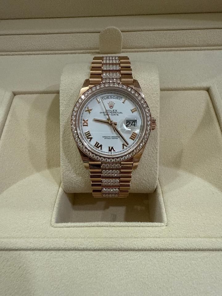 Rolex | Day-Date | 128345RBR | Rose gold | 36 x 43 mm | Rose gold | White | Automatic