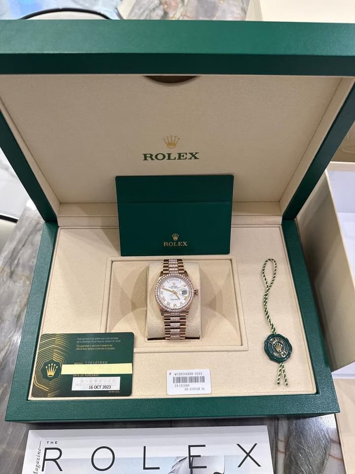Rolex | Day-Date | 128345RBR | Rose gold | 36 x 43 mm | Rose gold | White | Automatic