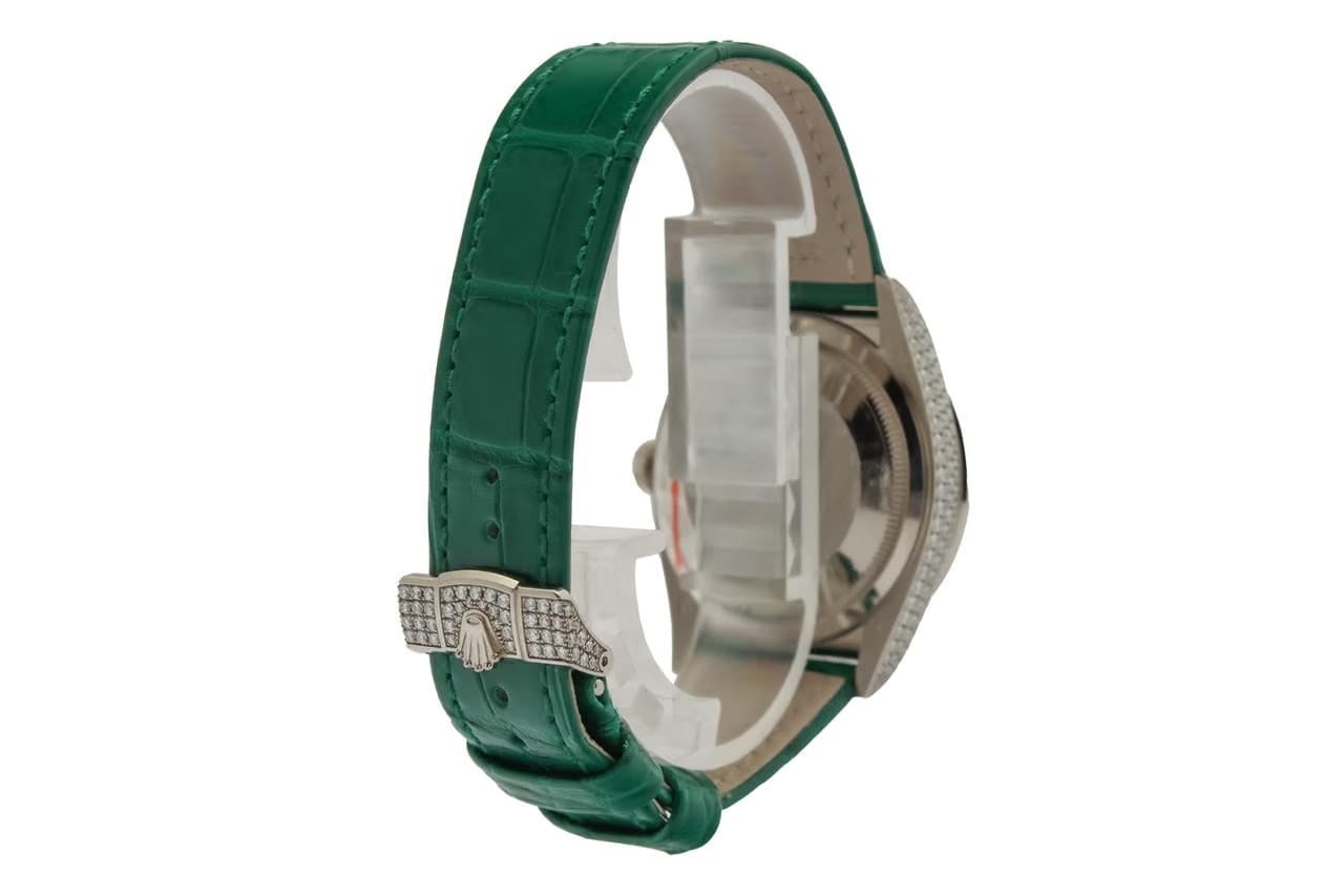 Rolex | Day-Date | 128459TBR | White gold | Crocodile skin | Green | Automatic