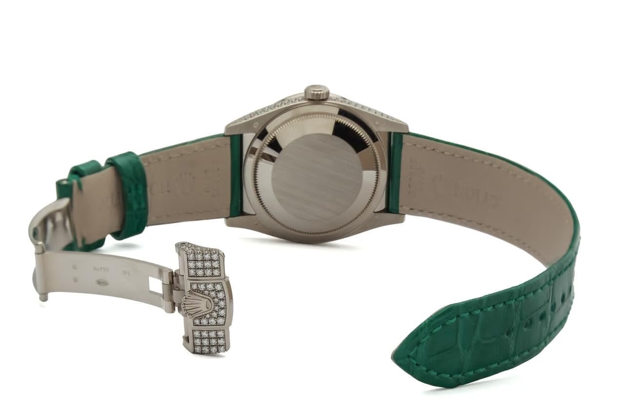 Rolex | Day-Date | 128459TBR | White gold | Crocodile skin | Green | Automatic