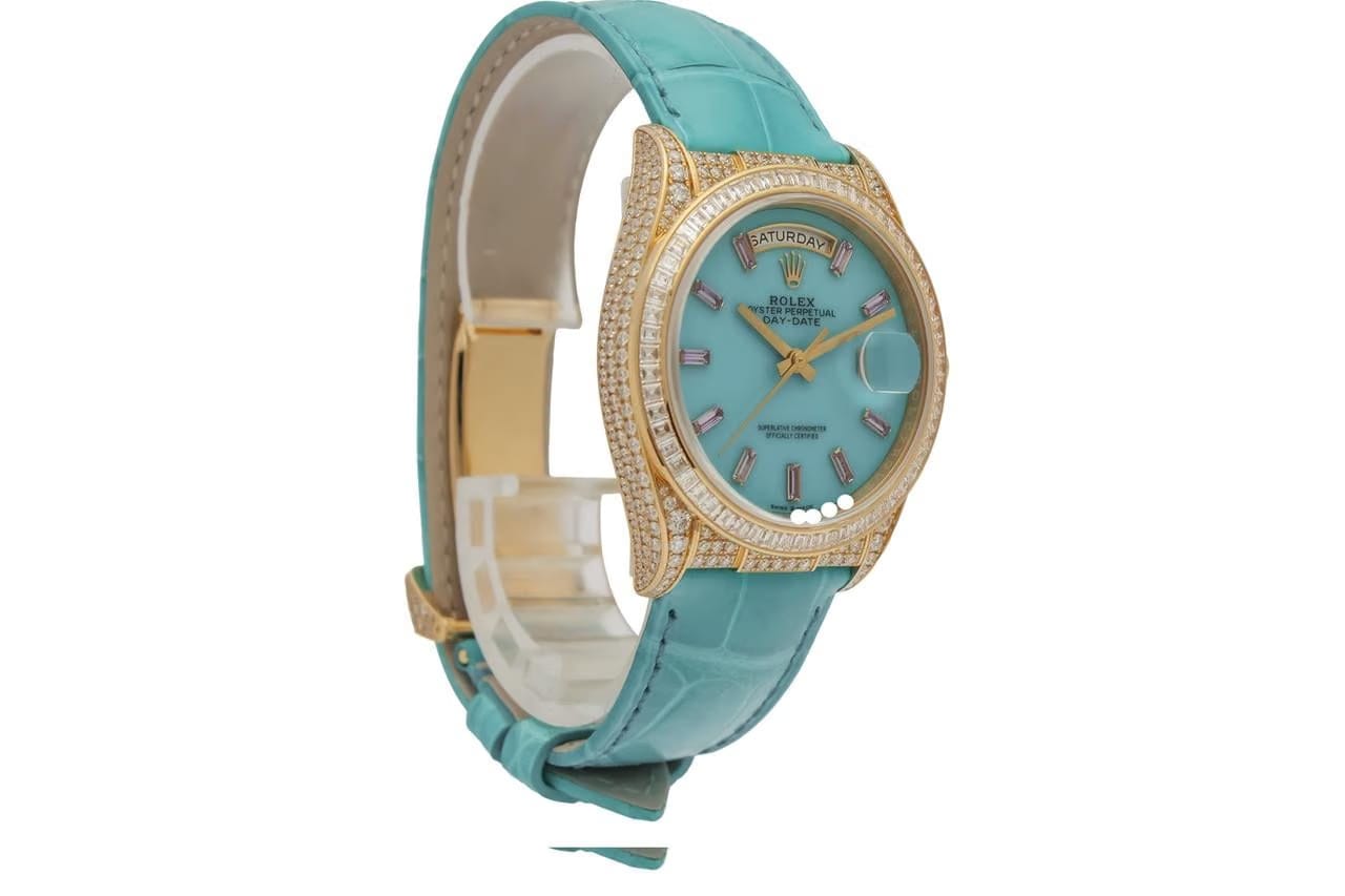 Rolex | Day-Date | 128458tbr | Yellow gold | 36 mm | Blue | Automatic