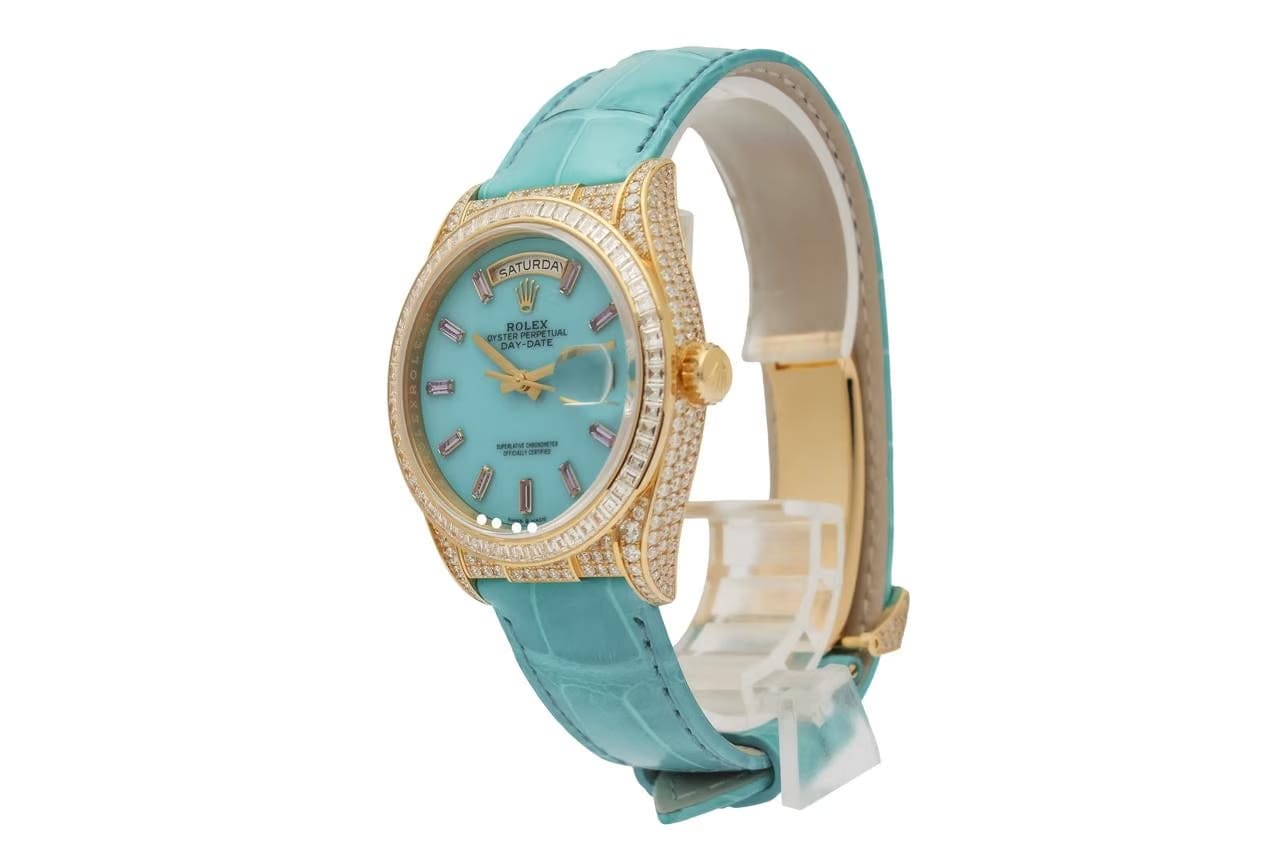 Rolex | Day-Date | 128458tbr | Yellow gold | 36 mm | Blue | Automatic
