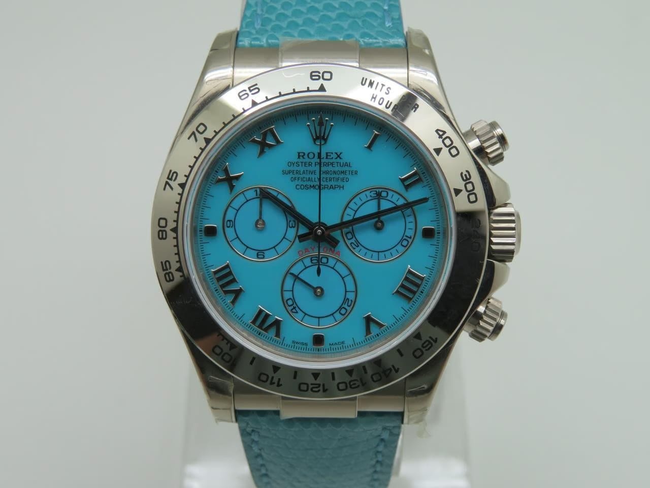 Rolex | Daytona | 116519 | White gold | 40 x 48 mm | Lizard skin | Turquoise | Automatic