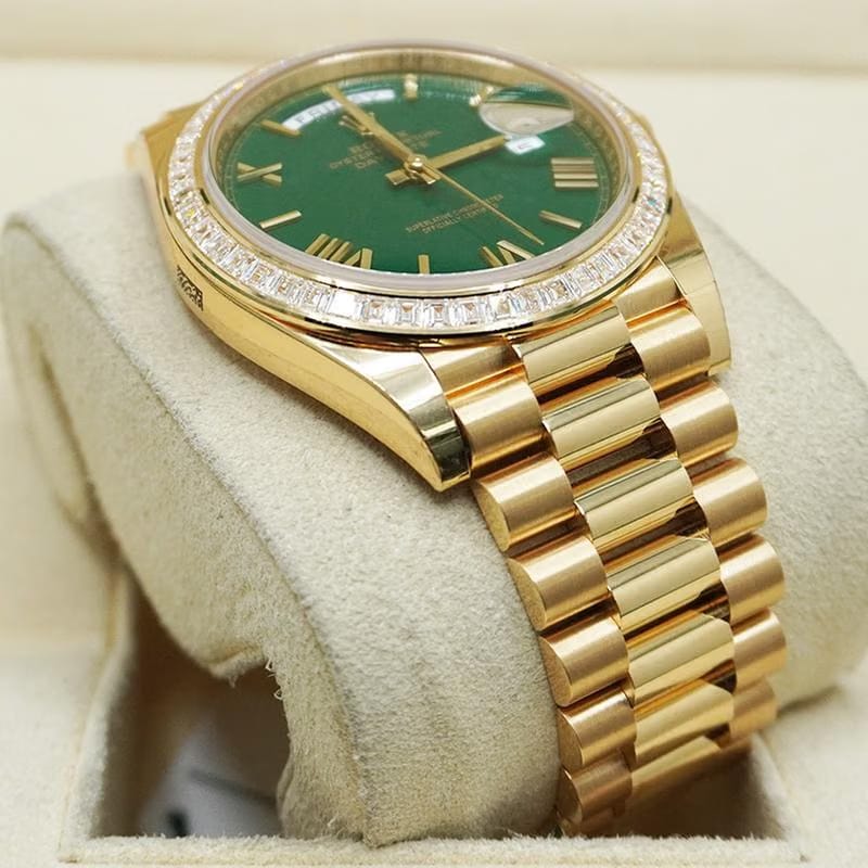 Rolex | Day-Date | 228398TBR | Yellow gold | 40mm mm | Yellow gold | Green | Automatic