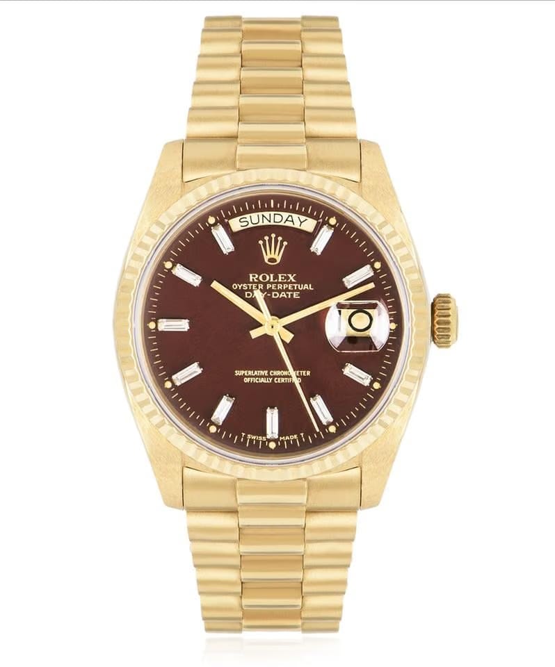 Rolex | Day-Date | 18038 | Yellow gold | 36mm mm | Yellow gold | Red | Automatic