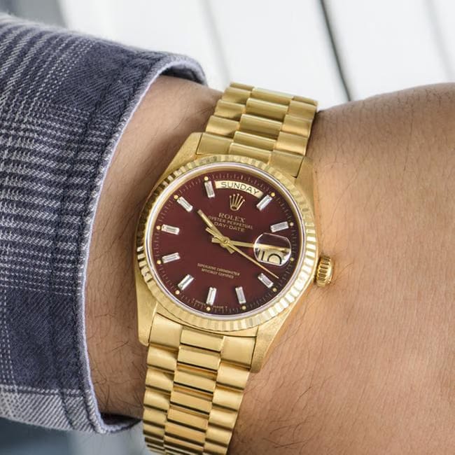 Rolex | Day-Date | 18038 | Yellow gold | 36mm mm | Yellow gold | Red | Automatic