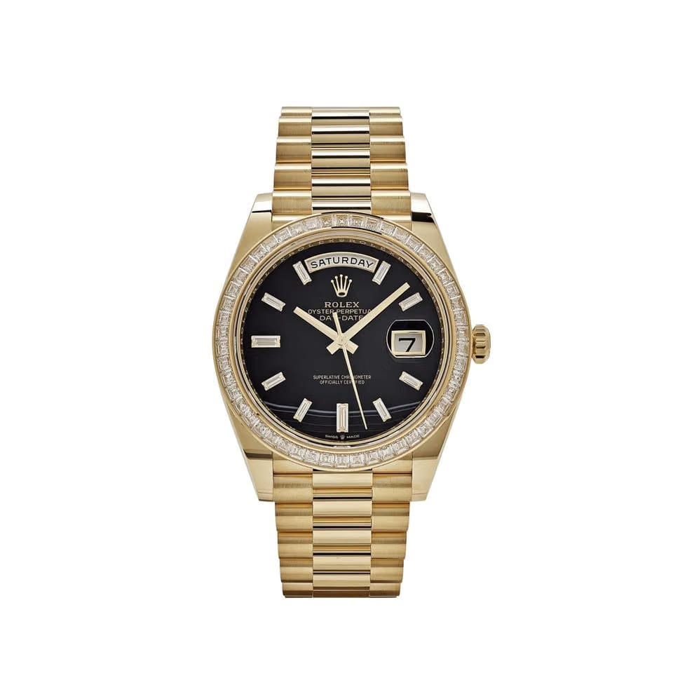 Rolex | Day-Date | 228398TBR | Yellow gold | 40 mm | Yellow gold | Black | Automatic