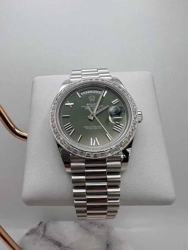 Rolex | Day-Date | 228396TBR | Platinum | 40 mm | Platinum | Green | Automatic