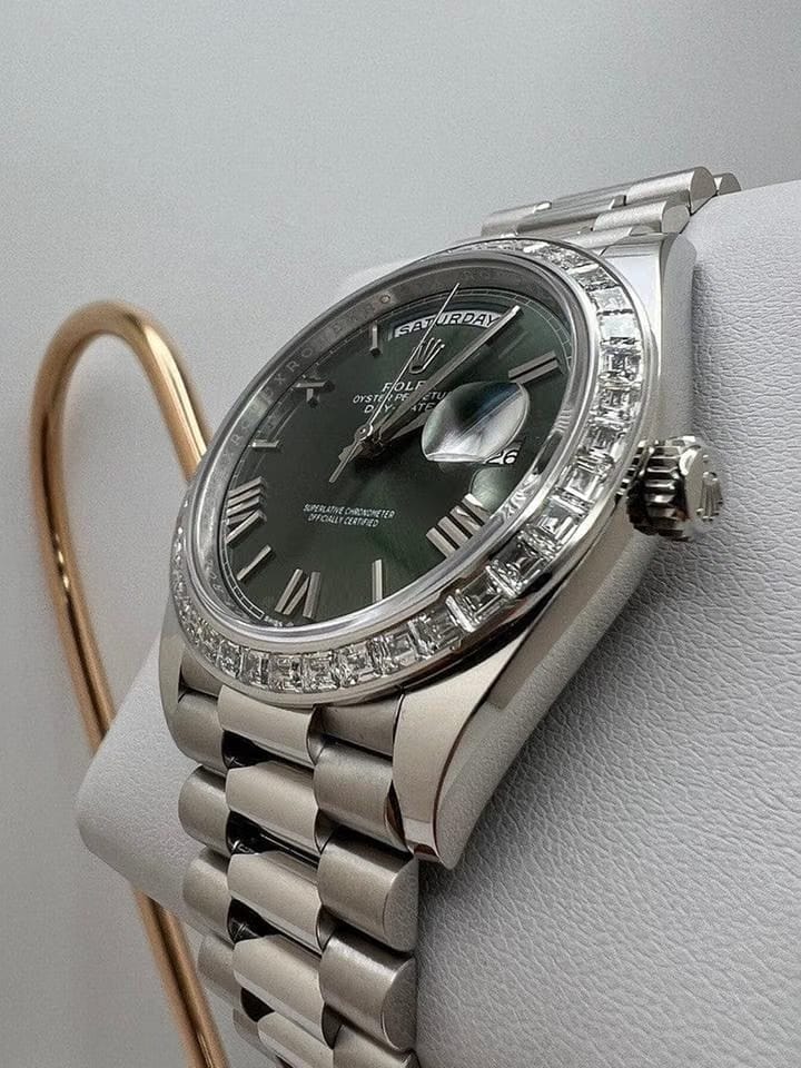 Rolex | Day-Date | 228396TBR | Platinum | 40 mm | Platinum | Green | Automatic