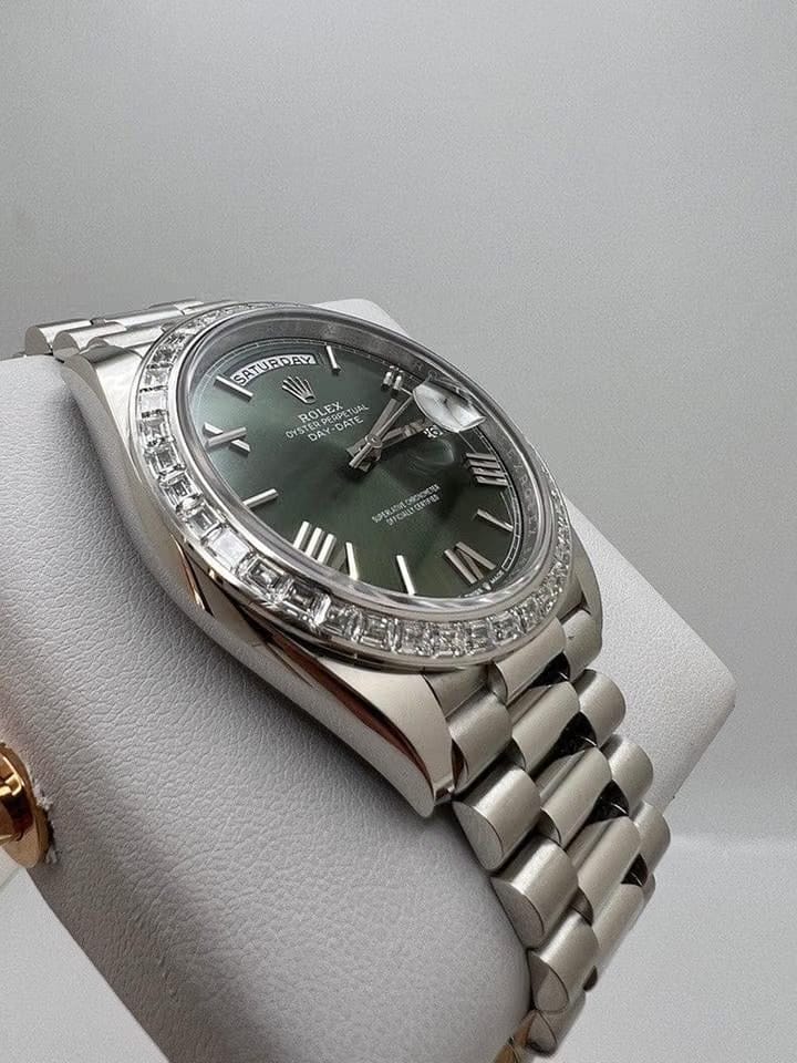 Rolex | Day-Date | 228396TBR | Platinum | 40 mm | Platinum | Green | Automatic