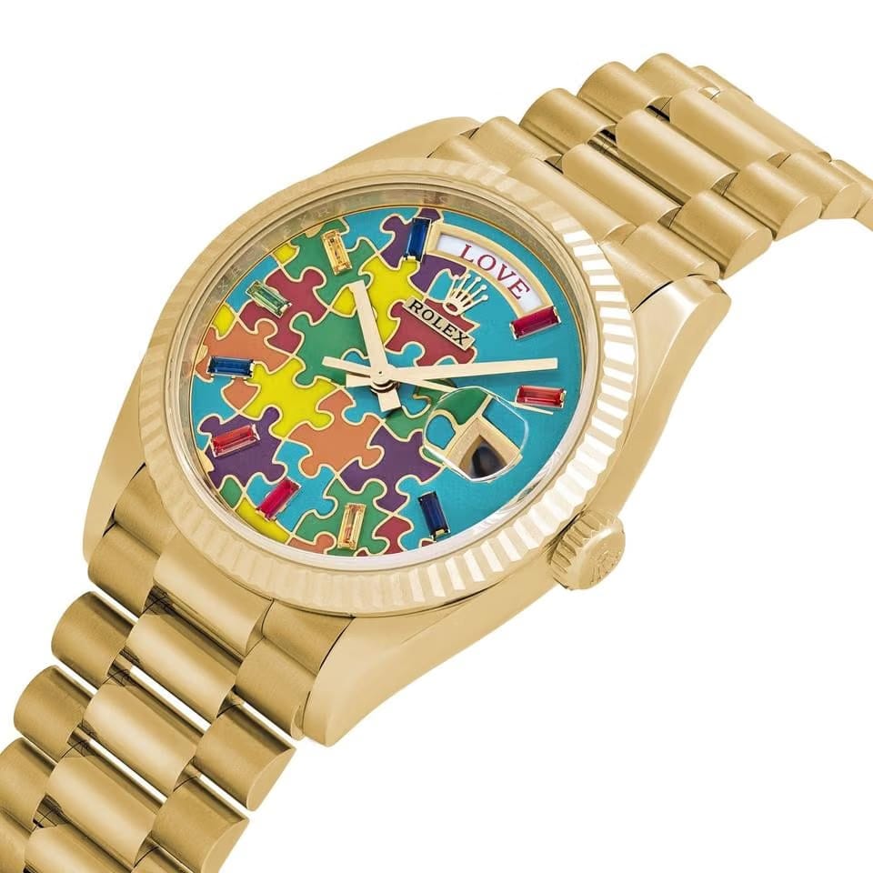 Rolex | Day-Date | 128238 | Yellow gold | 36 mm | Yellow gold | Turquoise | Automatic