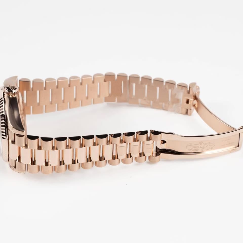 Rolex | Day-Date | 128235 | Rose gold | 36 mm | Rose gold | Orange | Automatic