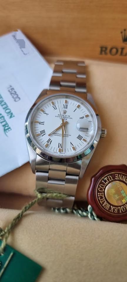 Rolexold stock. Oyster date 15200 full set in showroom condition. Brand new old stock.