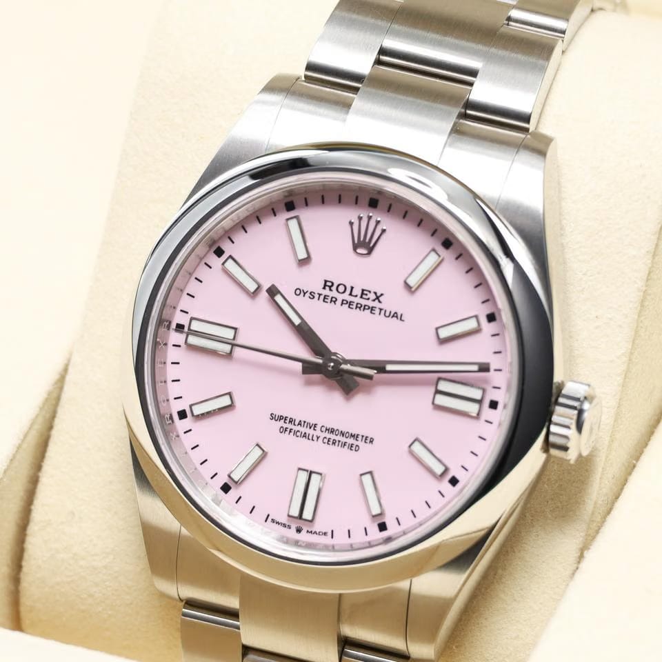 Rolex2026 Complete 41mm Oystersteel Pink Dial Smooth Domed Bezel Oyster Bracelet 134300