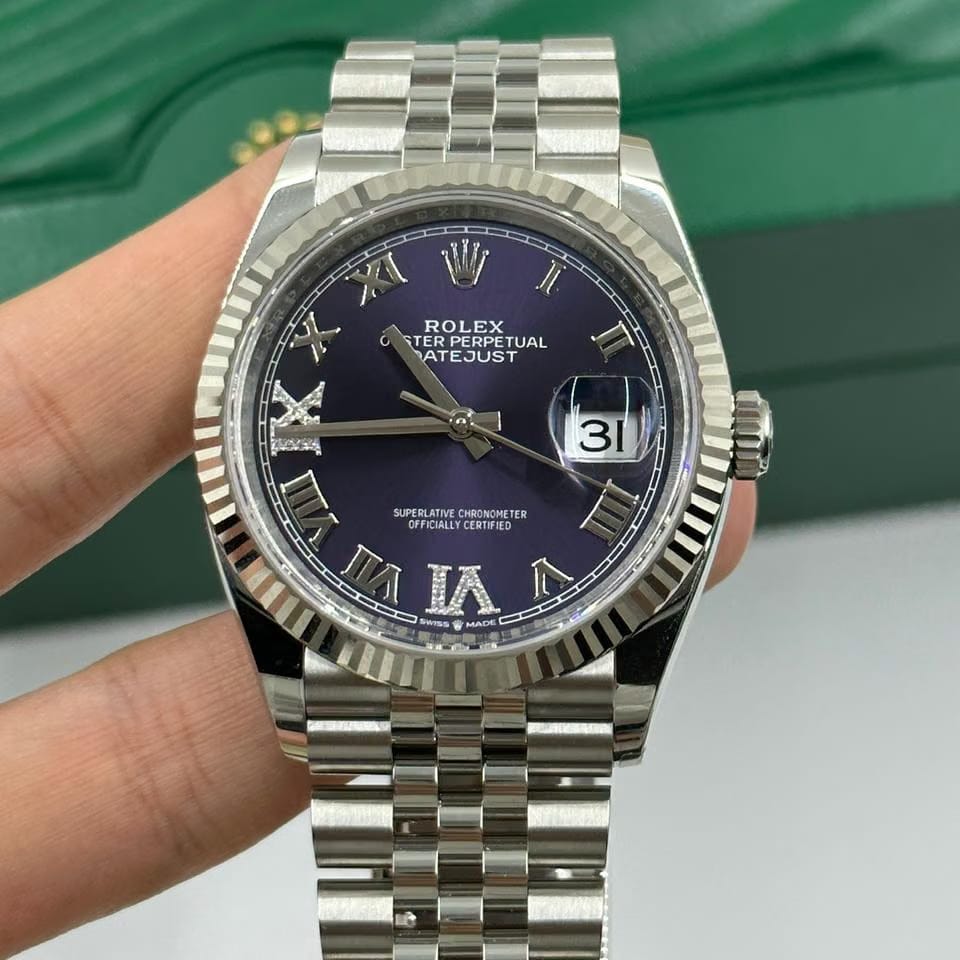 Rolex Datejust 36 126234 Purple Roman VIIX Diamond Dial Jubilee
