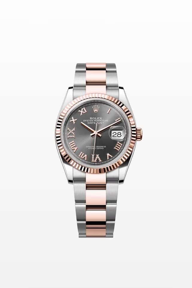 Rolex2024 Datejust 36 Steel/Rose Gold Slate Grey Vii X Roman Dial Oyster 126231 Box And Papers