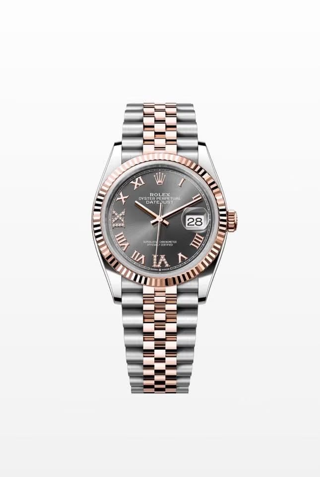 Rolex2024 Datejust 36 Steel/Rose Gold Slate Grey Vii X Roman Dial Jubilee 126231 Box And Papers